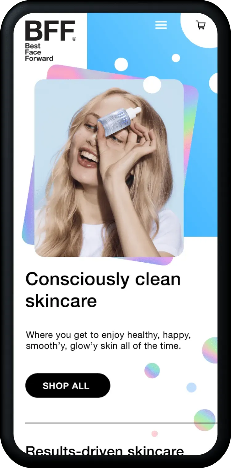 Skincare brand mobile design